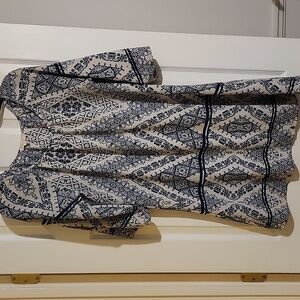 Dress, polyester, teal and cream.  Size L.